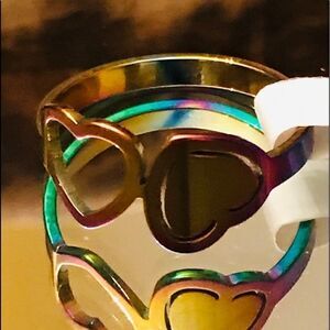 ❤️Hearts Ring❤️Rainbow 
Anodize steel  